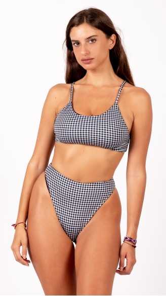 MARISA vichy nero costume da bagno bikini double face