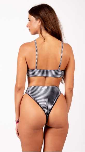 MARISA vichy nero costume da bagno bikini double face