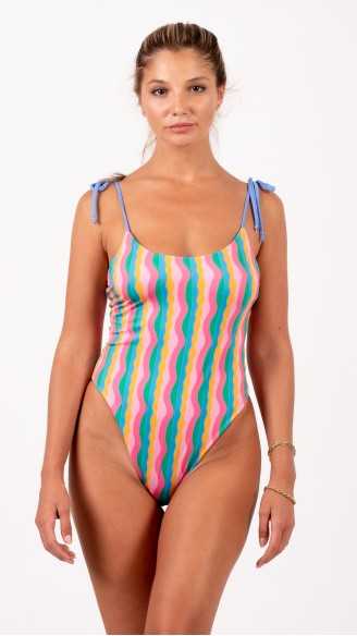 GIA ondulato chiaro costume da bagno intero double face
