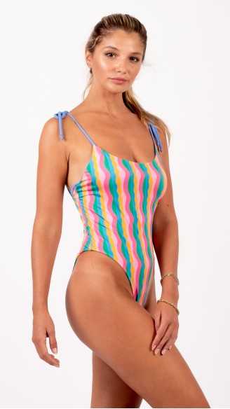 GIA ondulato chiaro costume da bagno intero double face