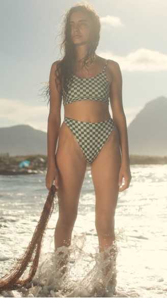 MARISA vichy verde costume da bagno bikini double face