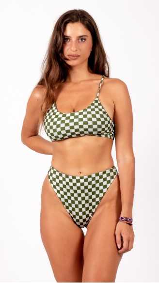 MARISA vichy verde costume da bagno bikini double face