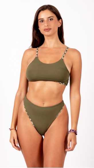 MARISA vichy verde costume da bagno bikini double face