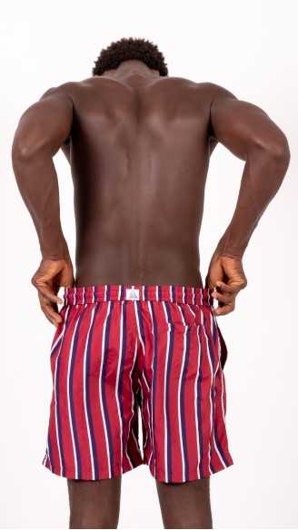 LUCIO righe granata costume da bagno boxer