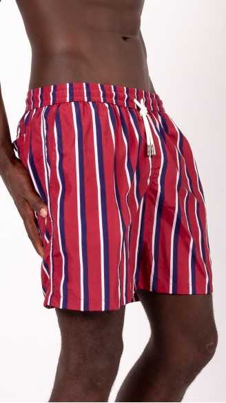 LUCIO righe granata costume da bagno boxer
