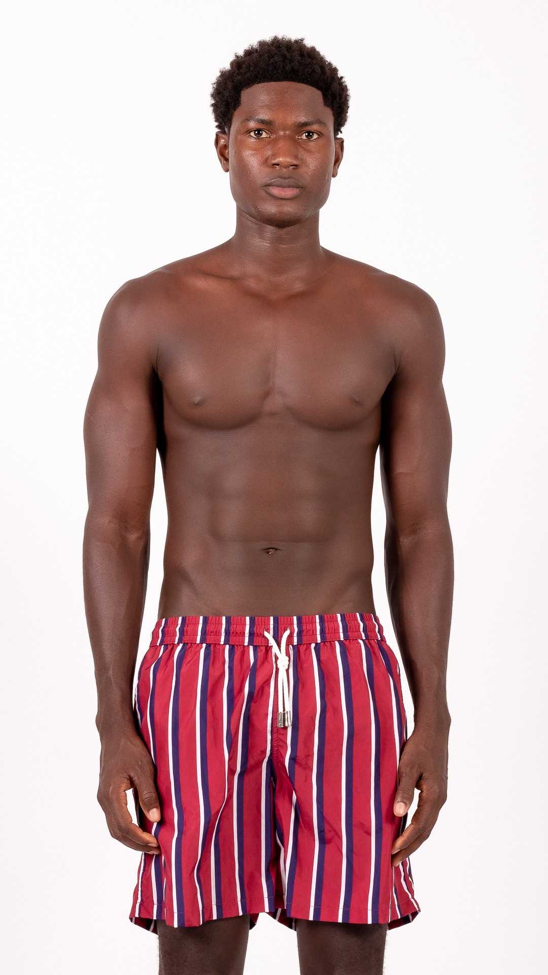 LUCIO righe granata costume da bagno...