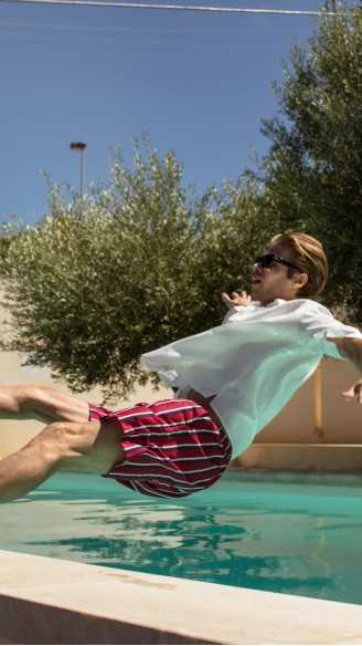 LUCIO righe granata costume da bagno boxer